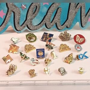 Brooch pins. lot of 23. Angels, USA  Flags, Memorial Awards 💜💙💛💚 and more.